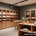 Home 19 소비자의 심리에 영향을 미치는 외부 요인 - A cozy Swedish boutique interior with warm, soft lighting and harmonious color tones like gentle ora...
