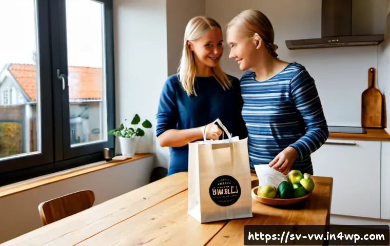 Home 17 소비자 심리와 브랜드 충성도 향상 방법 - Photorealistic Swedish family in a bright Scandinavian kitchen, warmly comparing two unbranded every...